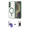 MARSİLYAN™- Galaxy S26 Kılıf Nova Işık Özel Seri - Siyah 3D Antistatik Hayalet Cam Ekran Koruyucu + Bilvis Titan Kamera Lens - MI