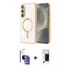 MARSİLYAN™- Galaxy S26 Kılıf Nova Işık Özel Seri - Siyah 3D Antistatik Hayalet Cam Ekran Koruyucu + Bilvis Titan Kamera Lens - PE