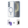 MARSİLYAN™- Galaxy S26 Kılıf Nova Işık Özel Seri - Siyah 3D Antistatik Hayalet Cam Ekran Koruyucu + Bilvis Titan Kamera Lens - PE