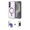MARSİLYAN™- Galaxy S26 Kılıf Nova Işık Özel Seri - Siyah 3D Antistatik Hayalet Cam Ekran Koruyucu + Bilvis Titan Kamera Lens - PE