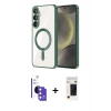MARSİLYAN™- Galaxy S26 Kılıf Nova Işık Özel Seri - Siyah 3D Antistatik Hayalet Cam Ekran Koruyucu + Bilvis Titan Kamera Lens - PE