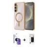 MARSİLYAN™- Galaxy S26 Kılıf Nova Işık Özel Seri - Siyah 3D Antistatik Hayalet Cam Ekran Koruyucu + Bilvis Titan Kamera Lens - PE
