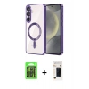 MARSİLYAN™- Galaxy S26 Kılıf Nova Işık Özel Seri - Siyah 3D Antistatik Hayalet Cam Ekran Koruyucu + Raze Metal Kamera Lens - SH
