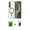 MARSİLYAN™- Galaxy S26 Kılıf Nova Işık Özel Seri - Siyah 3D Antistatik Hayalet Cam Ekran Koruyucu + Raze Metal Kamera Lens - SH