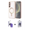 MARSİLYAN™- Galaxy S26 Kılıf Nova Işık Özel Seri - Siyah Bilvis Hayalet Cam Ekran Koruyucu + Bilvis Titan Kamera Lens - PE