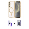 MARSİLYAN™- Galaxy S26 Kılıf Nova Işık Özel Seri - Siyah Bilvis Hayalet Cam Ekran Koruyucu + Bilvis Titan Kamera Lens - PE