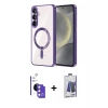 MARSİLYAN™- Galaxy S26 Kılıf Nova Işık Özel Seri - Siyah Bilvis Hayalet Cam Ekran Koruyucu + Bilvis Titan Kamera Lens - PE