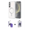 MARSİLYAN™- Galaxy S26 Kılıf Nova Işık Özel Seri - Siyah Bilvis Hayalet Cam Ekran Koruyucu + Bilvis Titan Kamera Lens - PE