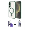 MARSİLYAN™- Galaxy S26 Kılıf Nova Işık Özel Seri - Siyah Bilvis Hayalet Cam Ekran Koruyucu + Bilvis Titan Kamera Lens - PE
