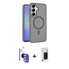 MARSİLYAN™- Galaxy S26 Kılıf Siluet Minimal Prime - Siyah 3D Antistatik Hayalet Cam Ekran Koruyucu + Bilvis Titan Kamera Lens - GS
