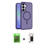 MARSİLYAN™- Galaxy S26 Kılıf Siluet Minimal Prime - Siyah 3D Antistatik Hayalet Cam Ekran Koruyucu + Raze Metal Kamera Lens - SH