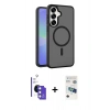 MARSİLYAN™- Galaxy S26 Kılıf Siluet Minimal Prime - Siyah 3D Antistatik Seramik Nano Ekran Koruyucu + Bilvis Titan Kamera Lens - MI