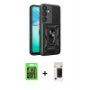 MARSİLYAN™- Galaxy S26 Plus Kılıf Ahenk Klasik - Siyah 3D Antistatik Hayalet Cam Ekran Koruyucu + Raze Metal Kamera Lens - SH