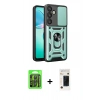 MARSİLYAN™- Galaxy S26 Plus Kılıf Ahenk Klasik - Siyah 3D Antistatik Hayalet Cam Ekran Koruyucu + Raze Metal Kamera Lens - SH