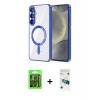 MARSİLYAN™- Galaxy S26 Plus Kılıf Nova Işık Özel Seri - Siyah 3D Antistatik Cam Ekran Koruyucu + Raze Metal Kamera Lens - SH
