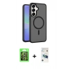 MARSİLYAN™- Galaxy S26 Plus Kılıf Siluet Minimal Prime - Siyah 3D Antistatik Cam Ekran Koruyucu + Raze Metal Kamera Lens - GS