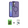 MARSİLYAN™- Galaxy S26 Plus Kılıf Siluet Minimal Prime - Siyah 3D Antistatik Cam Ekran Koruyucu + Raze Metal Kamera Lens - SH