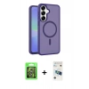 MARSİLYAN™- Galaxy S26 Plus Kılıf Siluet Minimal Prime - Siyah 3D Antistatik Cam Ekran Koruyucu + Raze Metal Kamera Lens - GS
