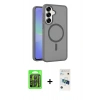 MARSİLYAN™- Galaxy S26 Plus Kılıf Siluet Minimal Prime - Siyah 3D Antistatik Cam Ekran Koruyucu + Raze Metal Kamera Lens - SH
