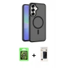 MARSİLYAN™- Galaxy S26 Plus Kılıf Siluet Minimal Prime - Siyah 3D Antistatik Hayalet Cam Ekran Koruyucu + Raze Metal Kamera Lens - GS