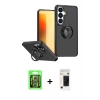 MARSİLYAN™- Galaxy S26 Plus Kılıf Yörünge Çizgi - Siyah 3D Antistatik Hayalet Cam Ekran Koruyucu + Raze Metal Kamera Lens - GS