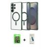 MARSİLYAN™- Galaxy S26 Ultra Kılıf Nova Işık Özel Seri - Şeffaf Pasifik Cam Ekran Koruyucu + Raze Metal Kamera Lens - GS