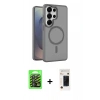 MARSİLYAN™- Galaxy S26 Ultra Kılıf Siluet Minimal Prime - Siyah 3D Antistatik Hayalet Cam Ekran Koruyucu + Raze Metal Kamera Lens - SH