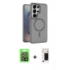 MARSİLYAN™- Galaxy S26 Ultra Kılıf Siluet Minimal Prime - Siyah 3D Antistatik Hayalet Cam Ekran Koruyucu + Raze Metal Kamera Lens - GS