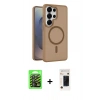 MARSİLYAN™- Galaxy S26 Ultra Kılıf Siluet Minimal Prime - Siyah 3D Antistatik Hayalet Cam Ekran Koruyucu + Raze Metal Kamera Lens - SH