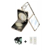 MARSİLYAN™- Galaxy Z Flip 5 Kılıf Kutup Minimal Özel Seri - Şeffaf Samsung Flip Aksesuarları + Valdez Metal Kamera Lens - KUYL