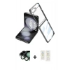 MARSİLYAN™- Galaxy Z Flip 5 Kılıf Kutup Minimal Özel Seri - Şeffaf Samsung Flip Aksesuarları + Valdez Metal Kamera Lens - KUYL
