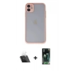 MARSİLYAN™- iPhone 11 Kılıf Ahenk Çizgi Serisi - Şeffaf 360 Full Body Arka Koruyucu + Kamera Lens Koruma Cam - SF