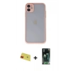 MARSİLYAN™- iPhone 11 Kılıf Ahenk Çizgi Serisi - Şeffaf 360 Full Body Arka Koruyucu + Rainbow Kamera Lens Koruma Cam - KI