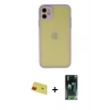 MARSİLYAN™- iPhone 11 Kılıf Ahenk Çizgi Serisi - Şeffaf 360 Full Body Arka Koruyucu + Rainbow Kamera Lens Koruma Cam - KI