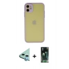 MARSİLYAN™- iPhone 11 Kılıf Ahenk Çizgi Serisi - Şeffaf 360 Full Body Arka Koruyucu + Raze Metal Kamera Lens - MI