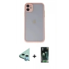 MARSİLYAN™- iPhone 11 Kılıf Ahenk Çizgi Serisi - Şeffaf 360 Full Body Arka Koruyucu + Raze Metal Kamera Lens - MI