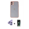 MARSİLYAN™- iPhone 11 Kılıf Ahenk Çizgi Serisi - Şeffaf 360 Full Body Arka Koruyucu + Raze Metal Kamera Lens - MR