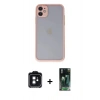 MARSİLYAN™- iPhone 11 Kılıf Ahenk Çizgi Serisi - Şeffaf 360 Full Body Arka Koruyucu + PVD Metal Kamera Lens - SH