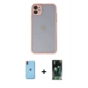 MARSİLYAN™- iPhone 11 Kılıf Ahenk Çizgi Serisi - Şeffaf 360 Full Body Arka Koruyucu + Neon Fosforlu Kamera Lens - TU