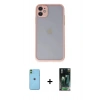 MARSİLYAN™- iPhone 11 Kılıf Ahenk Çizgi Serisi - Şeffaf 360 Full Body Arka Koruyucu + Neon Fosforlu Kamera Lens - YL