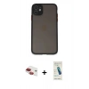 MARSİLYAN™- iPhone 11 Kılıf Ahenk Çizgi Serisi - Şeffaf Pasifik Cam Ekran Koruyucu + Pers Alüminyum Kamera Lens - KI