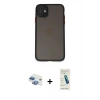 MARSİLYAN™- iPhone 11 Kılıf Ahenk Çizgi Serisi - Şeffaf Pasifik Cam Ekran Koruyucu + Pers Alüminyum Kamera Lens - GI
