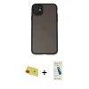 MARSİLYAN™- iPhone 11 Kılıf Ahenk Çizgi Serisi - Şeffaf Pasifik Cam Ekran Koruyucu + Rainbow Kamera Lens Koruma Cam - KI