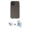 MARSİLYAN™- iPhone 11 Kılıf Ahenk Çizgi Serisi - Şeffaf Royal Nano Ekran Koruyucu + Pers Alüminyum Kamera Lens - GI
