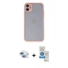 MARSİLYAN™- iPhone 11 Kılıf Ahenk Çizgi Serisi - Şeffaf Royal Nano Ekran Koruyucu + Pers Alüminyum Kamera Lens - GI