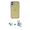 MARSİLYAN™- iPhone 11 Kılıf Ahenk Çizgi Serisi - Şeffaf Royal Nano Ekran Koruyucu + Pers Alüminyum Kamera Lens - GI