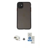 MARSİLYAN™- iPhone 11 Kılıf Ahenk Çizgi Serisi - Şeffaf Royal Nano Ekran Koruyucu + Pers Alüminyum Kamera Lens - GD