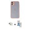 MARSİLYAN™- iPhone 11 Kılıf Ahenk Çizgi Serisi - Şeffaf Royal Nano Ekran Koruyucu + Pers Alüminyum Kamera Lens - GD