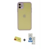 MARSİLYAN™- iPhone 11 Kılıf Ahenk Çizgi Serisi - Şeffaf Royal Nano Ekran Koruyucu + Rainbow Kamera Lens Koruma Cam - KI