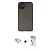 MARSİLYAN™- iPhone 11 Kılıf Ahenk Çizgi Serisi - Şeffaf Uv Polymer Nano Ekran Koruyucu + Gold Pers Alüminyum Kamera Lens
